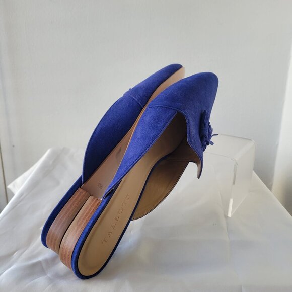 Talbots Blue Suede Leather Tassel Pointed Toe Mules (Size: 9½M) - Picture 6 of 13